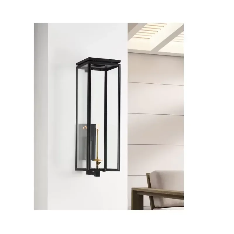 Handmade Antique Copper Wall Lantern with Clear Glass Vintage Outdoor Sconce for Garden Courtyard Exterior Wall Lighting view 4