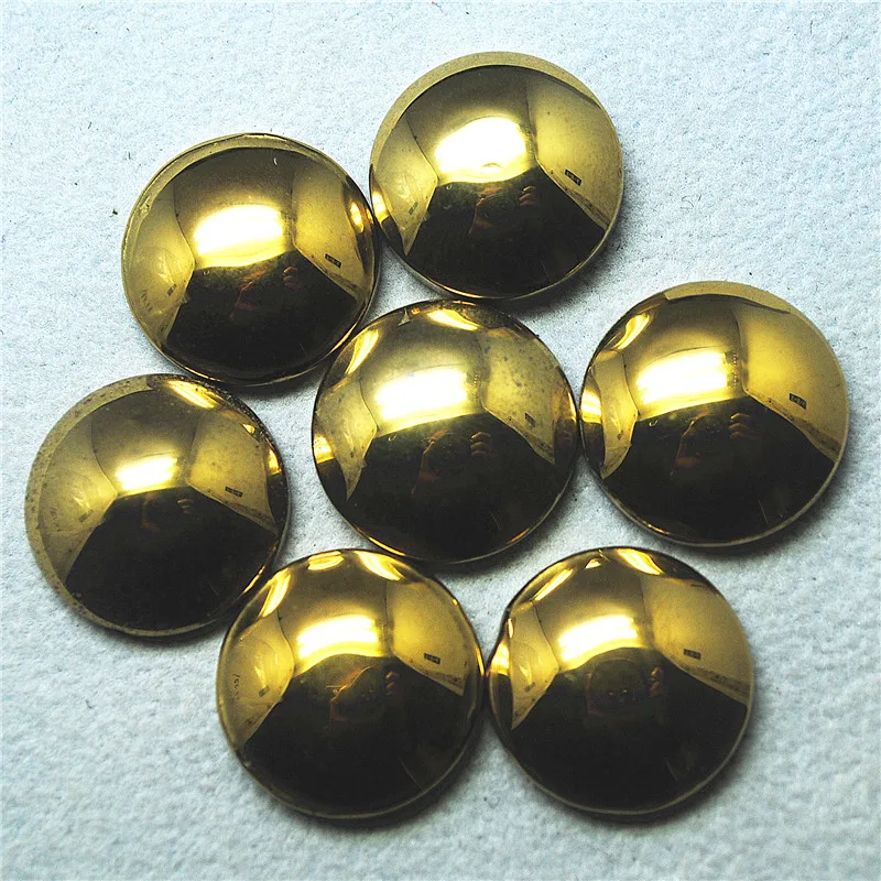 10PCS Golden Hematite Stone Cabochons 20MM round Shape Loose Beads No Hole for Fashion Jewelry Making Top Seller