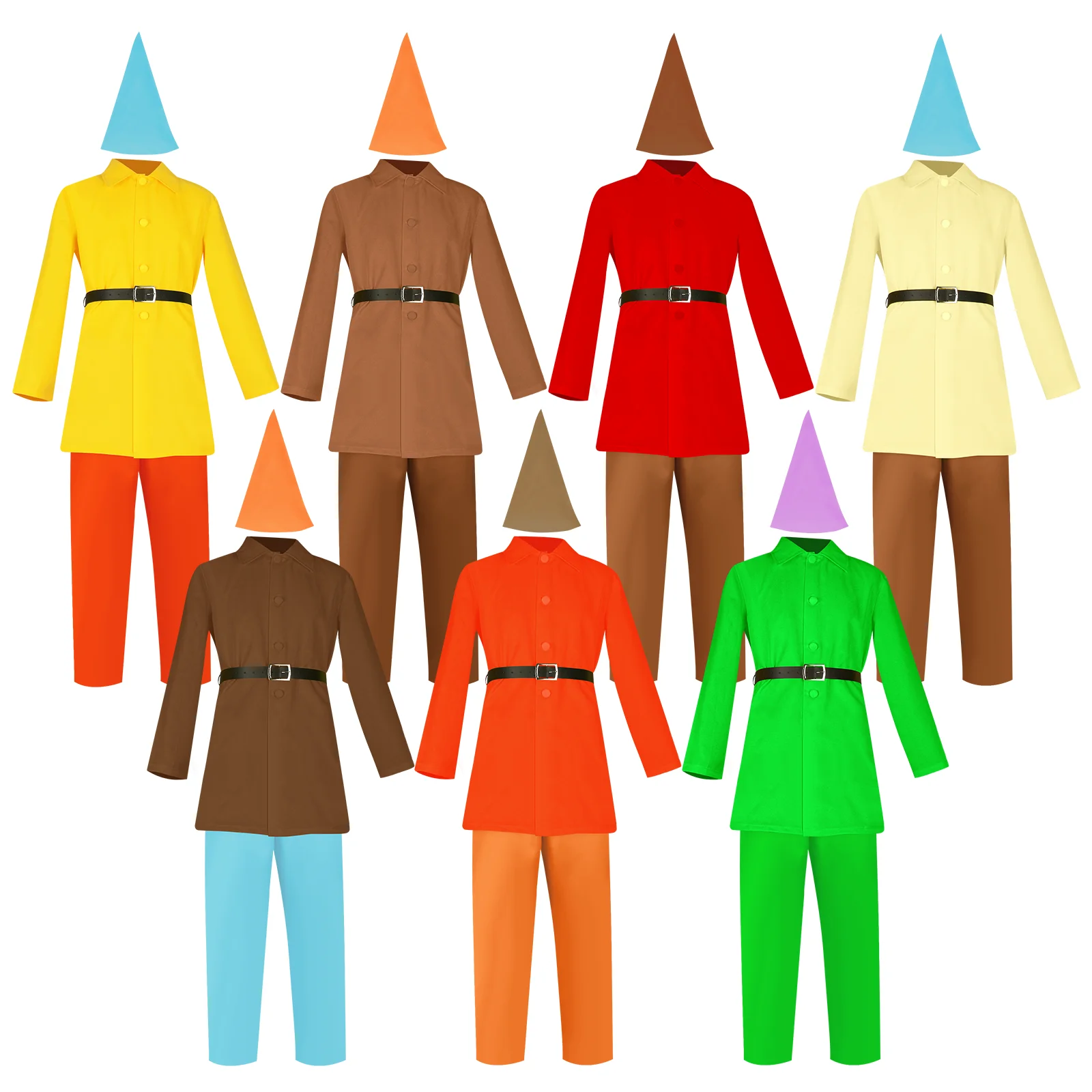 

Moive Seven Dwarfs Cosplay Costume Men Shirt Trouser Hat Full Set Halloween Outfit