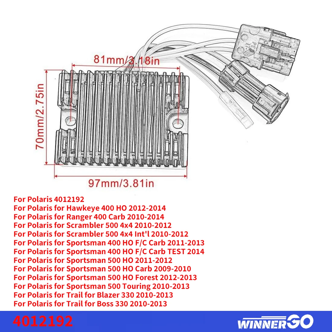 Spannungsgleichrichter für Polaris Regulator Ranger Sportsman Hawkeye 400 500 4X4 HO 2009 2010 2011 2012 2013 2014 – Detail 2