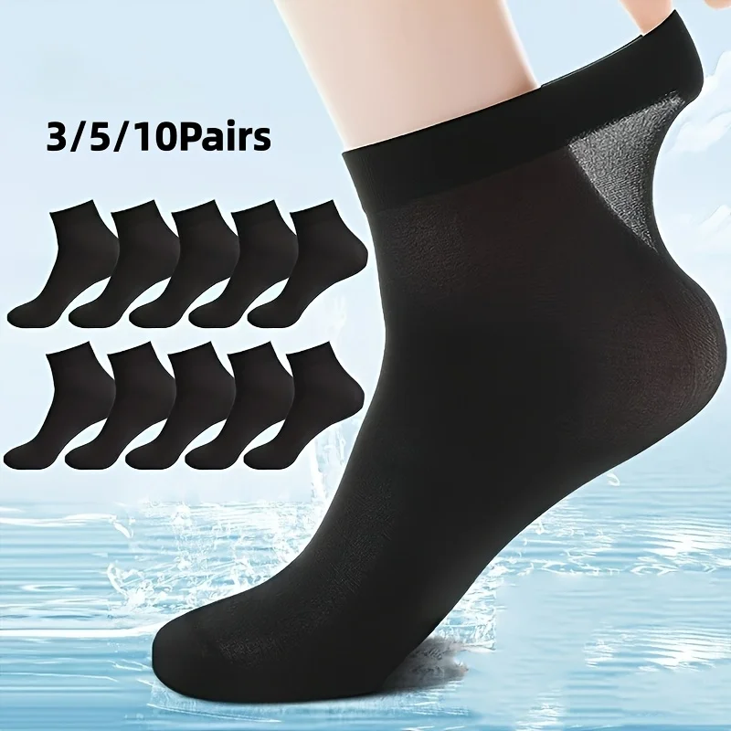

3/5/10 Pairs Men's Summer Thin Mid-tube Steel Stockings, Breathable and Wear-resistant Comfortable Socks
