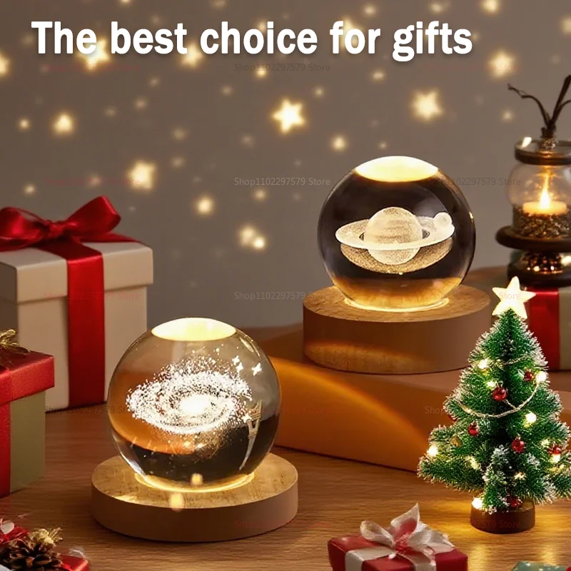 الإبداعية متوهجة كريستال الكرة سطح المكتب زخرفة السماء المرصعة بالنجوم ليلة ضوء حالمة جو هدية عيد ميلاد للأصدقاء ديكور المنزل