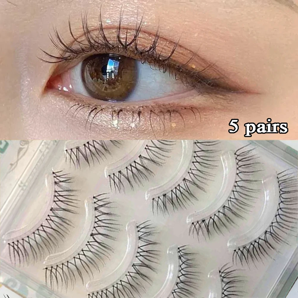 5 Paar koreanische 3d Nerz Wimpern V-förmige Faux Wimpern unsichtbare Band Wimpern wieder verwendbare natürliche falsche Wimpern bilden Werkzeuge