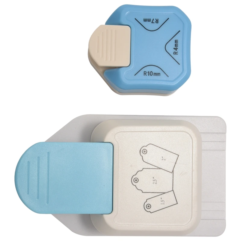 Canto Paper Punch Cutter, Tag Shape Lever Action, Projetos Artesanais DIY, 3 em 1, 2 pcs