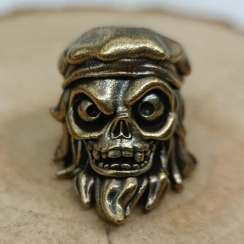 Sailor Skull Head Brass Knife Beads EDC DIY Paracord Woven Bracelet Lanyard Keychain Pendant Outdoor Tool Hanging Charm