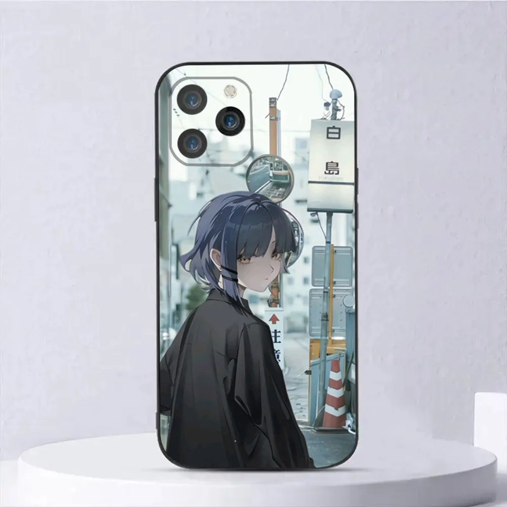 야마다 료 B-Bocchi 전화 케이스 iPhone 16,15,14,13,12,11,Plus,Pro Max,XS,X,XR,SE,Mini,8,7 소프트 실리콘 블랙 커버