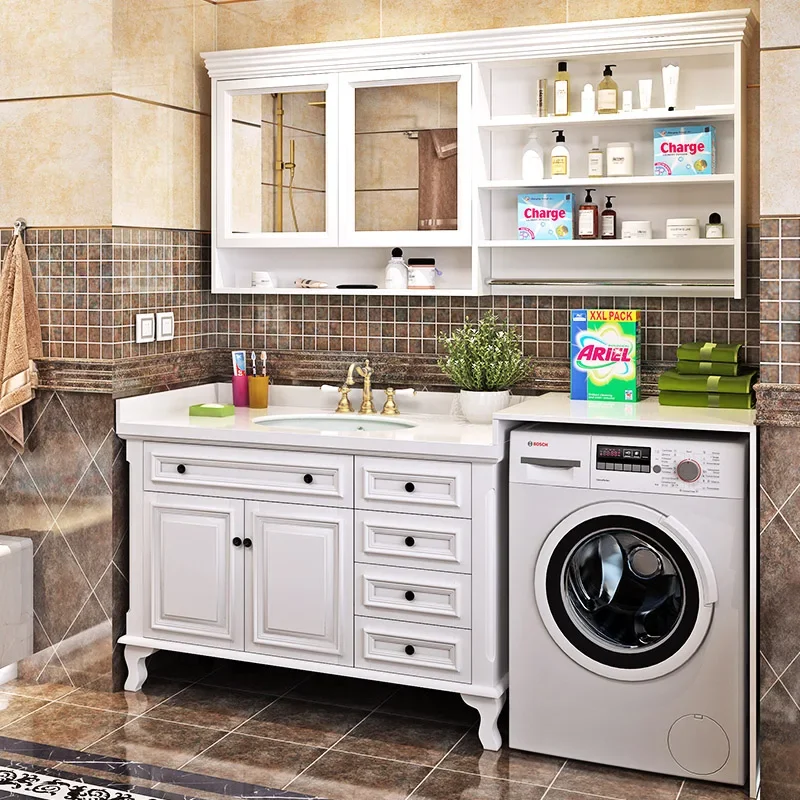 Marble Bathroom Cabinet Washing Machine Cabinet Integrated Modern Luxury Balcony Washing Machine Companion Home Furniture