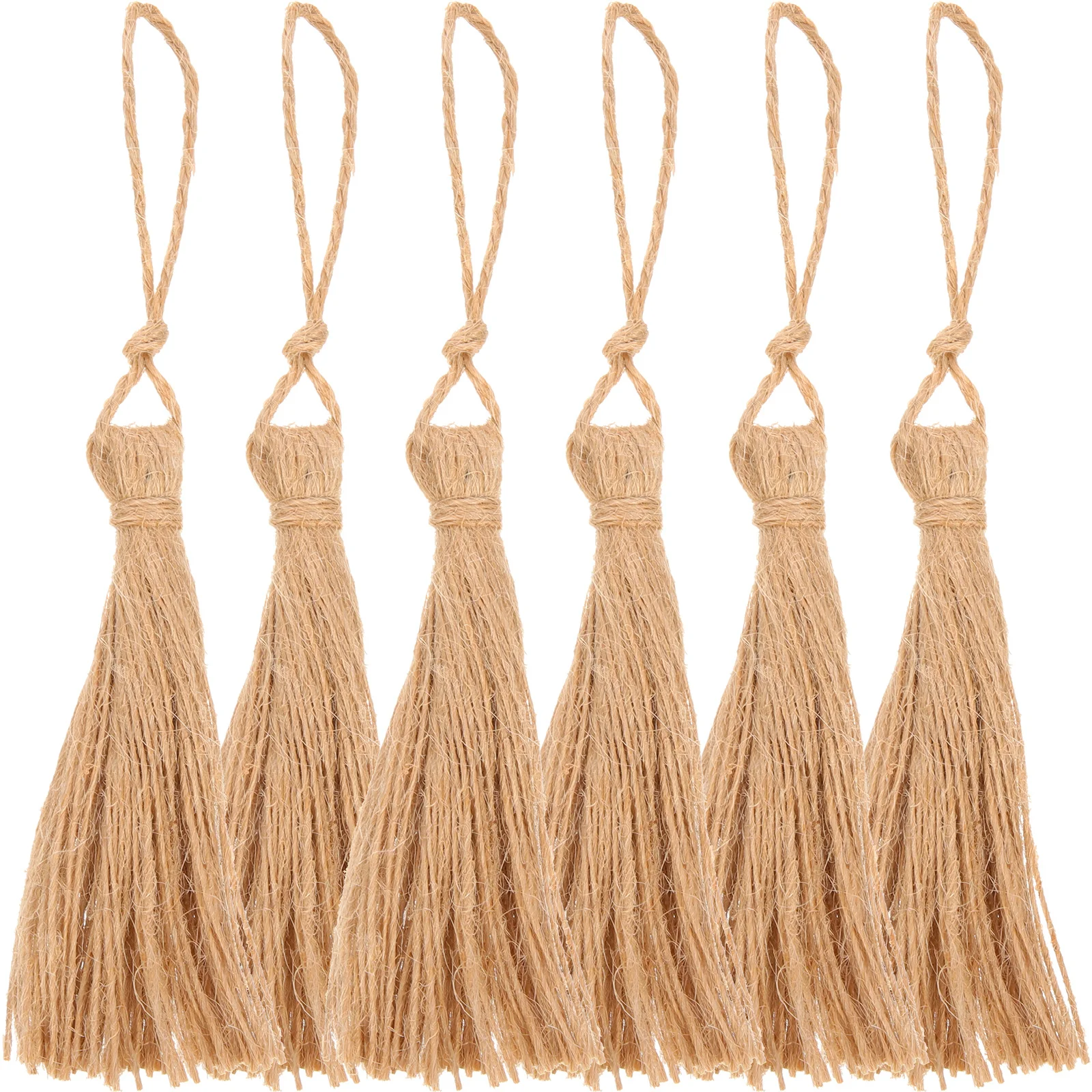 

6pcs Natural Jute Tassel Decor For Holiday Tables Mantles Craft Displays Fall Wedding Party Home Burlap Style Hanging Tassel
