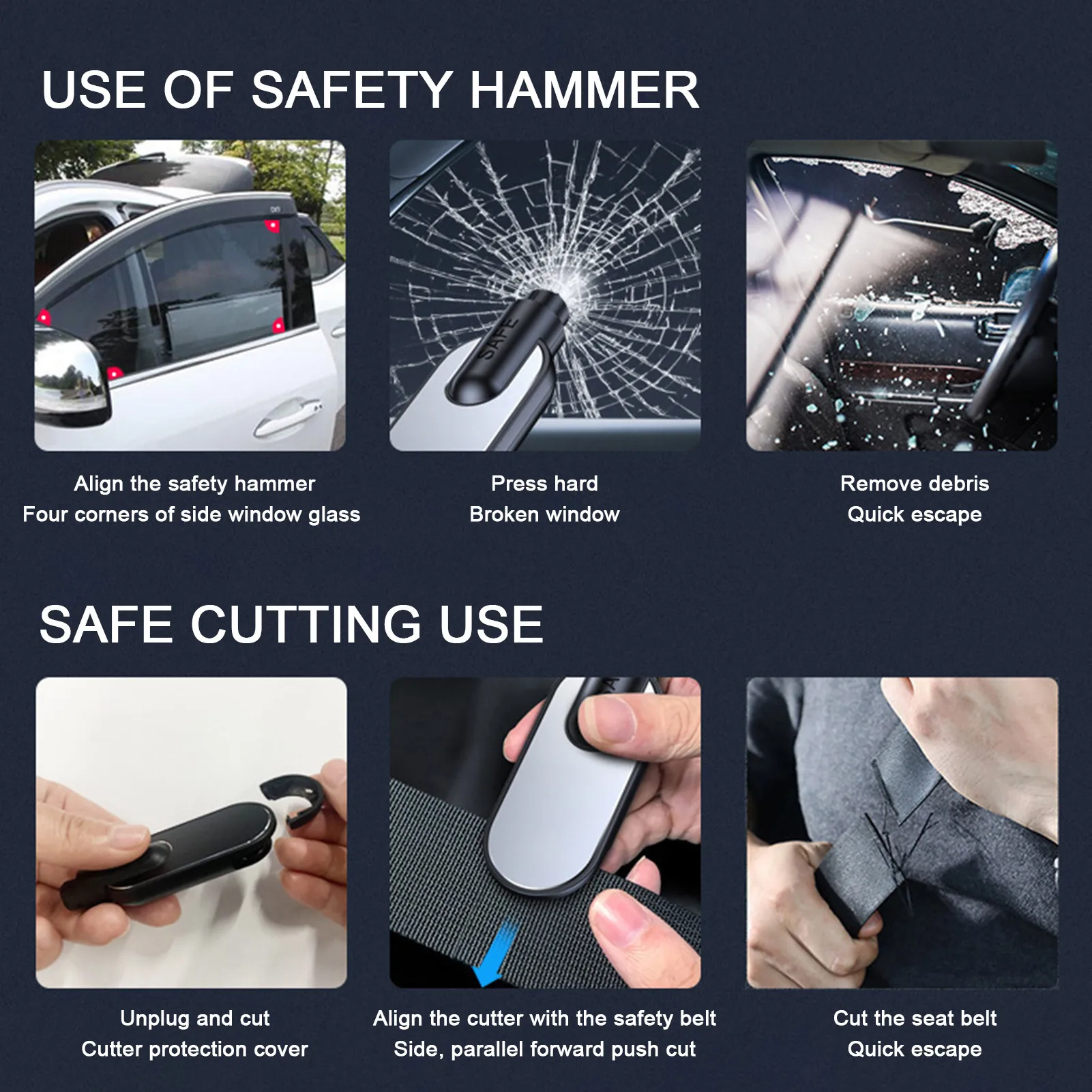 Auto Glass Breaking Car Window Breaker Auto Hammer With Seat Belt Cutter Emergencies Supplies Life Saving Survival Tools