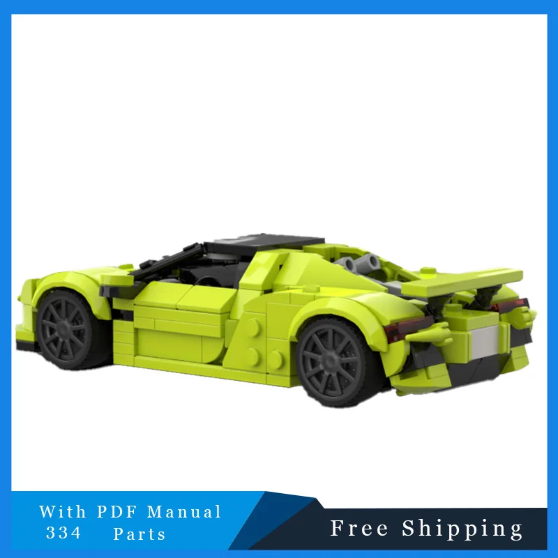 334 قطعة سيارة رياضية سرعة التفاح الأخضر وحدات اللبنات نموذج لتعليم الأطفال لتقوم بها بنفسك تجميع لعبة هدايا عيد الميلاد وأعياد الميلاد #2