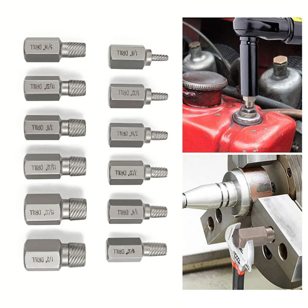 

13/17/25pcs Screw Extractor Metal Drill Broken Bolt Stud Remover Tool Damaged Broken Bolt Screw Extractor Hex Head Extractor