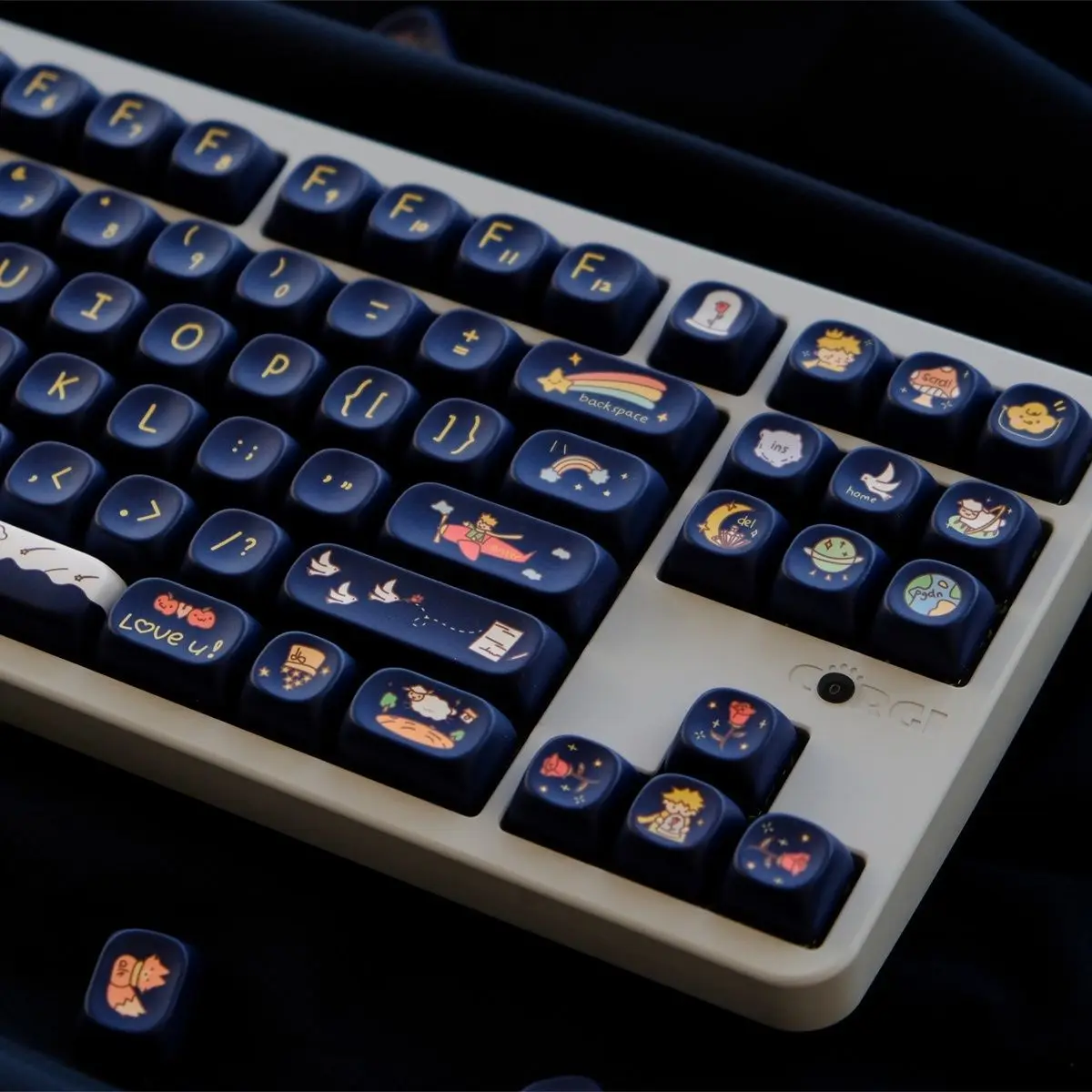 130 + 키 MOA 프로필 Blue Prince PBT 키 캡 체리 Gateron MX 스위치 용 세관 염료 하위 키 캡 기계식 키보드