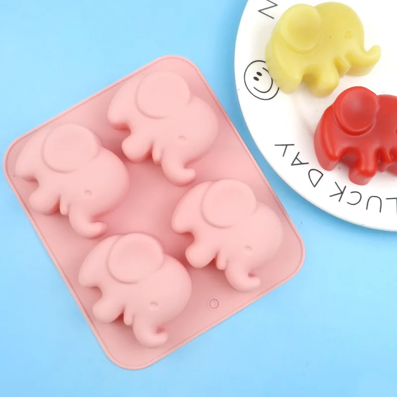 Wholesale 4-piece Elephant Silicone Cake Mold, Handmade Pudding Mould, Cartoon Diy Plaster Molds 705