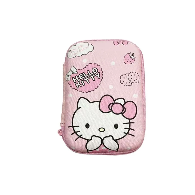 

Kawaii Hello Kittys Data Cable Charger Sorting Storage Bag Girl Cartoon Travel Portable Cosmetic Jewelry Storage Protective Case