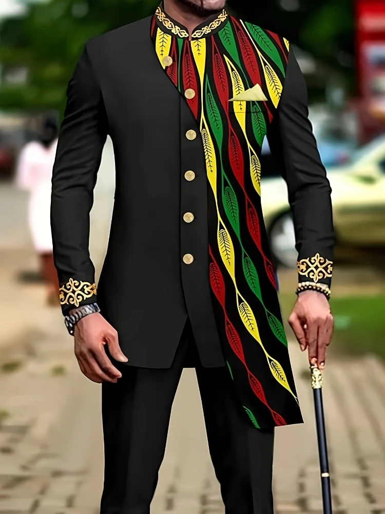 

Men's casual two-piece suit set with long sleeves