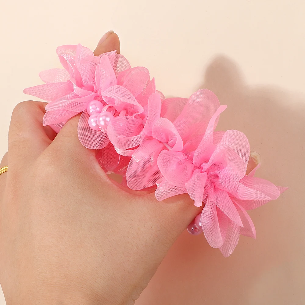 2 Teile/satz Baby Mädchen Rosa Farbe Haar Krawatten Nette Hohe Elastische Stirnband für Kinder Frühling Festival Urlaub Haar Zubehör – Detail 2