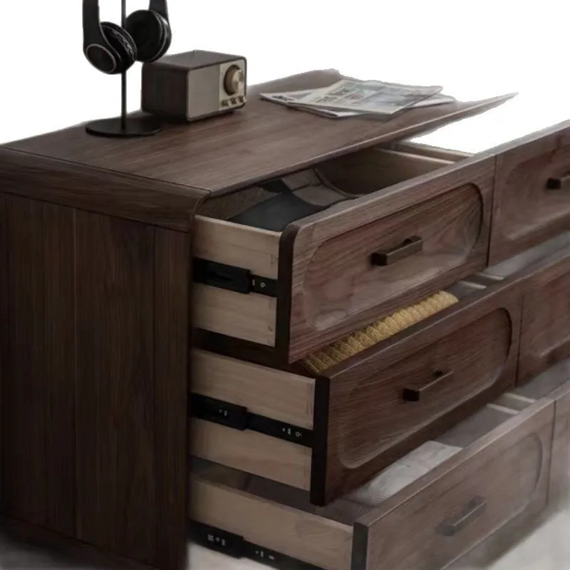 

Solid wood, Nordic, retro, black walnut color, storage, nine chest of drawers, Japanese style, simple, bedroom