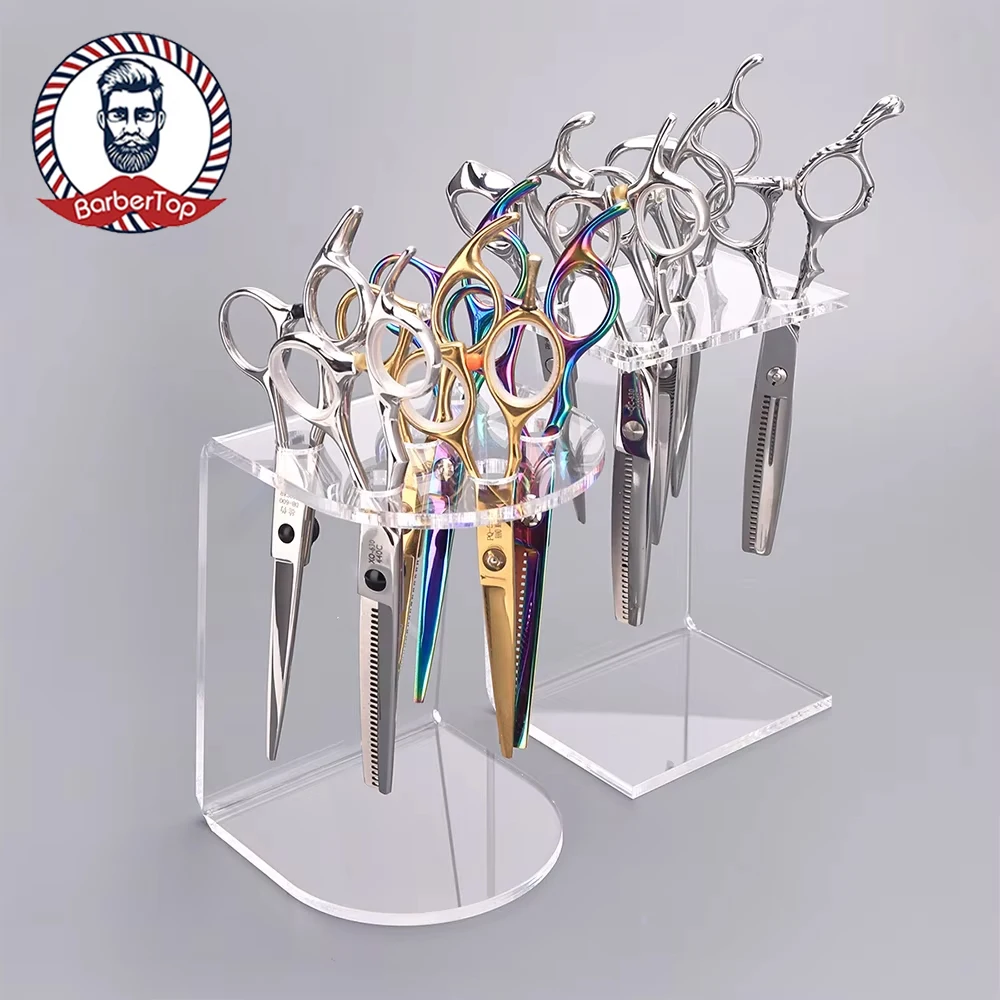 Hairdressing Tools Scissors Stand 5/6 Holes Transparent Durable Barber Shear Holder for Salon