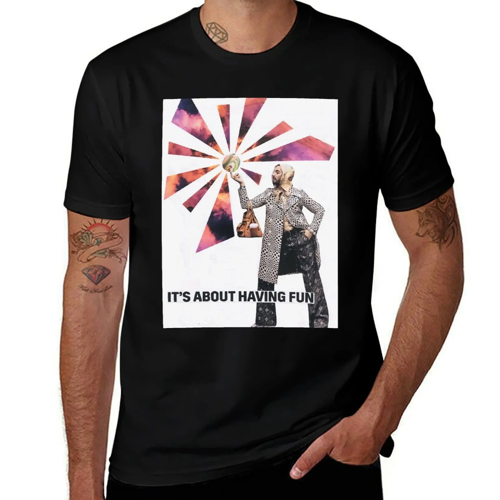 

It's About Having Fun Collage Print T-Shirt Casual Light Summer Short Sleeve Top