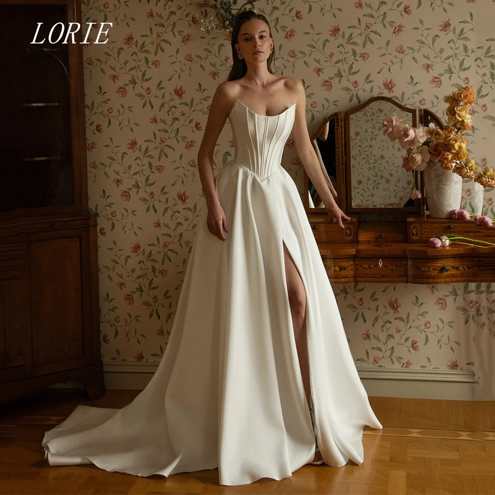 

LORIE Classical Corset A Line Wedding Dress Boat Neck Bridal Dresses Sleeveless Wedding Gown Customized 2026