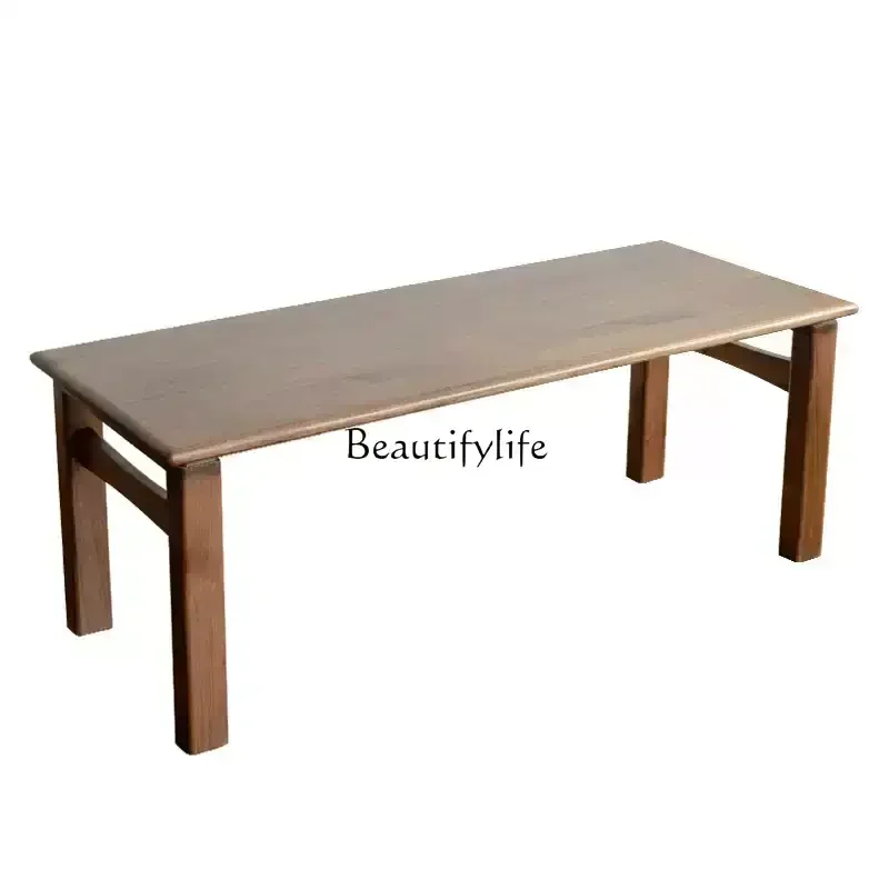 

Black walnut all solid wood long table worktable rectangular simple modern living room home