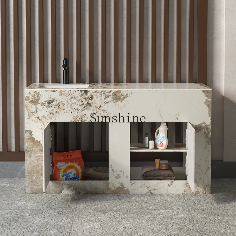 Rock slab outdoor wash basin integrated floor courtyard balcony with rubbing board  FT