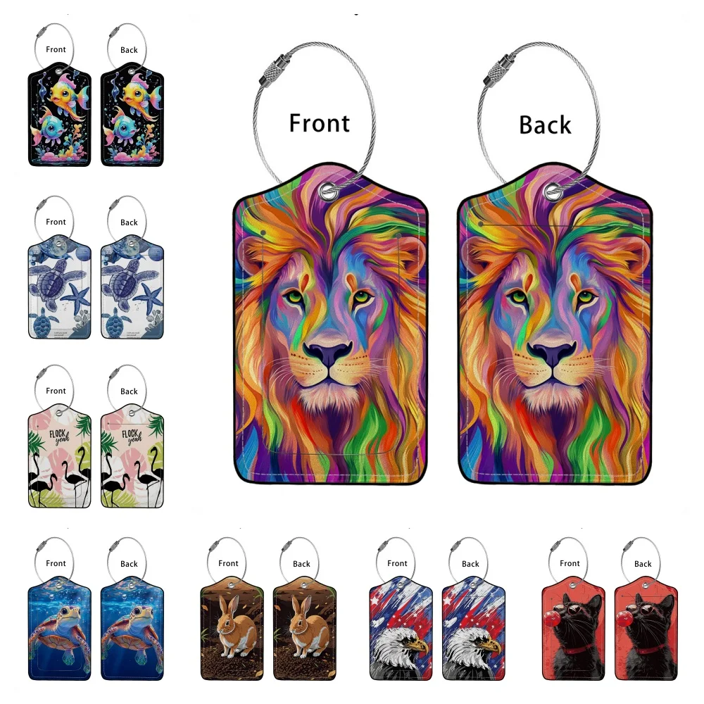 

HOT SALE Tyrant butterfly Leather Business Luggage Tag Suitcase Address Label Luggage Boarding Case Label Name ID Address Clip