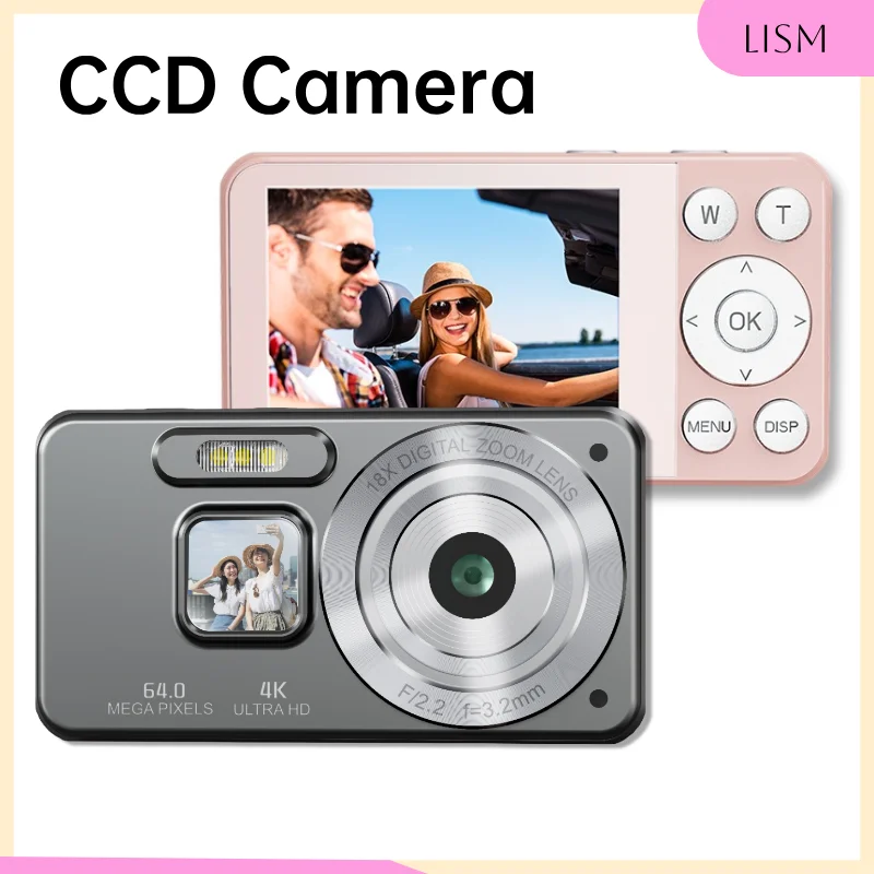 LISM Portable Camera Digital HD Camecorder A56 4K 30FPS Fill Light Type-C 2000mAh Multi Filter for Children CCD Mini Camera