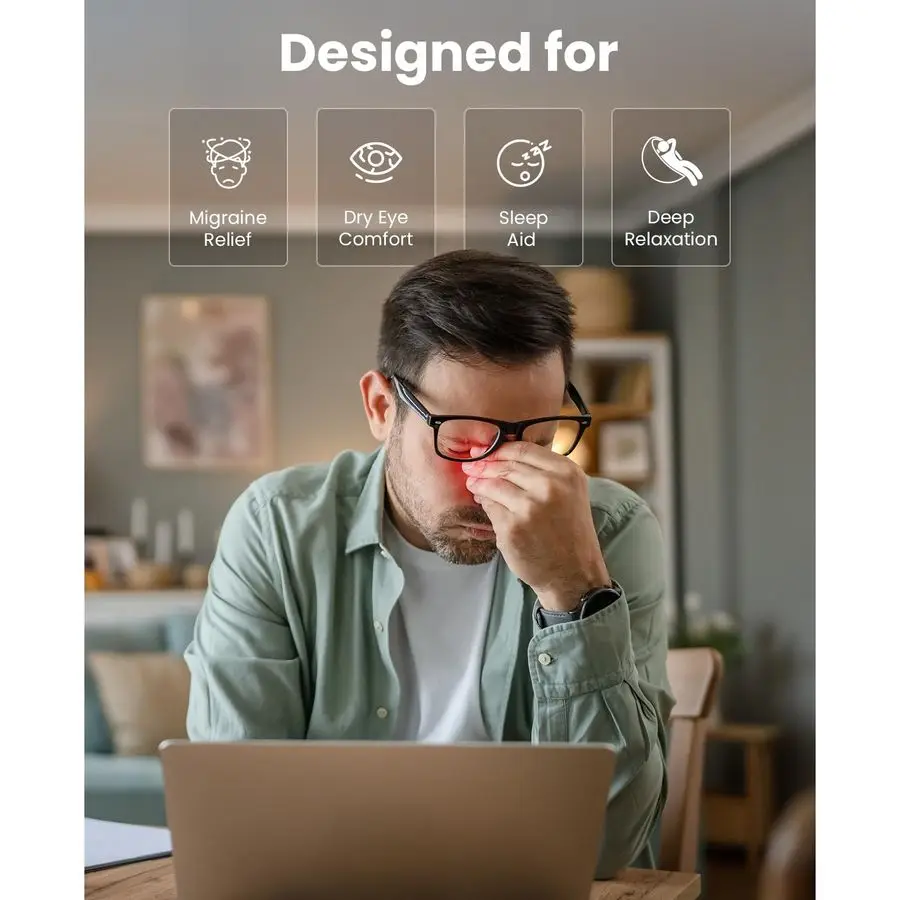 열과 냉각 기능이 있는 눈 마사지기, 아이오아시스 2 편두통용 아이 마스크, FSA 및 HSA 사용 가능, 눈을 위한 온열 얼굴 마사지기
