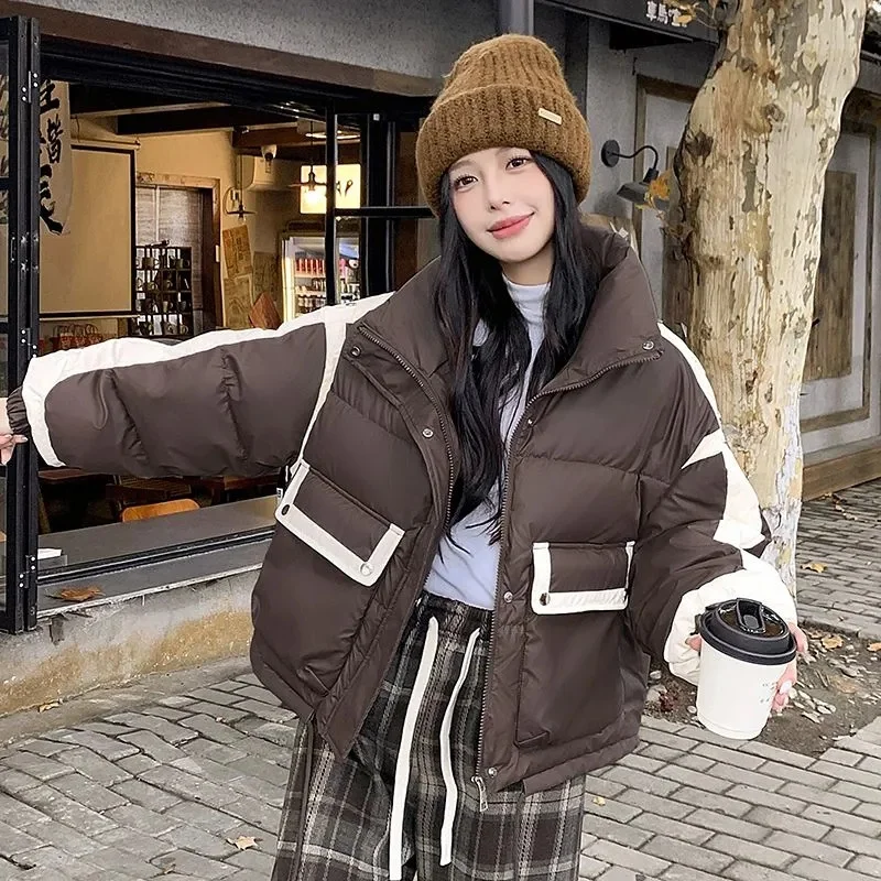 

Short Down Coat Women Parkas New 2025 Winter Disposable PU Warm Cotton Padded Coat Fashion Outwear Thicken Female Overwear Tide