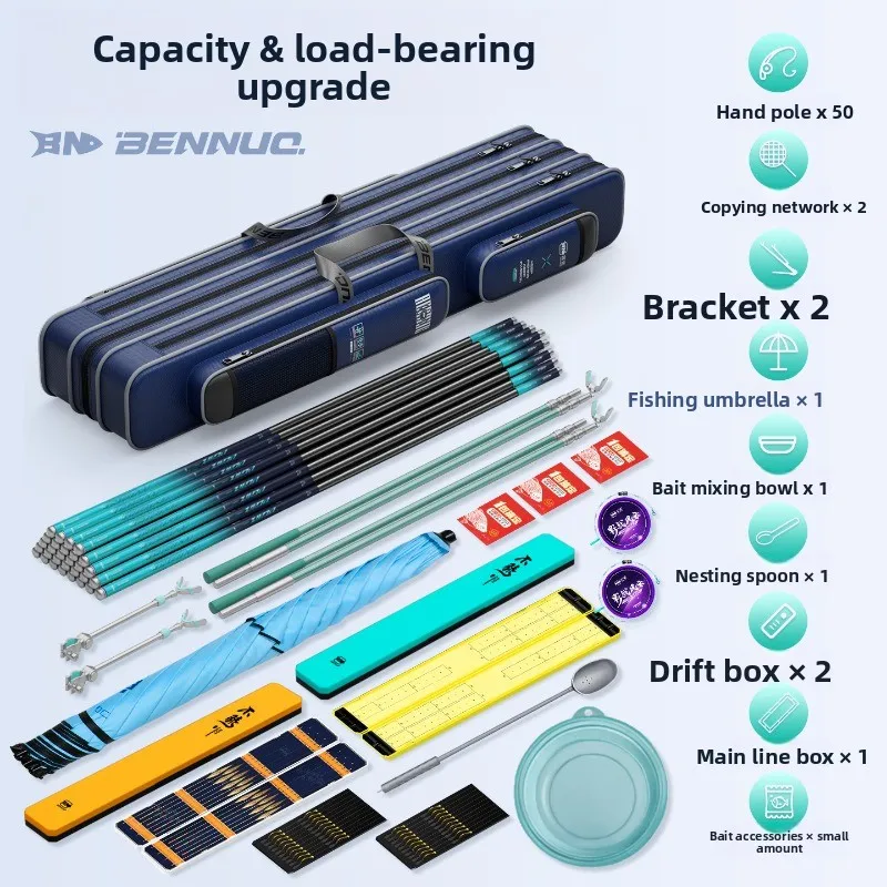 حافظة صنارة صيد السمك المطورة من Benuo، حامل عمود صيد سميك وواسع لسهولة النقل والتخزين