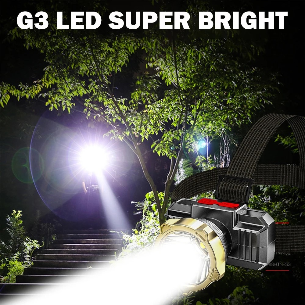 Super Bright LED Headlamp Fishing Headlight Portable Flashlight Rechageable Motion Sensor Headlight Camping Outdoor Head Lamp