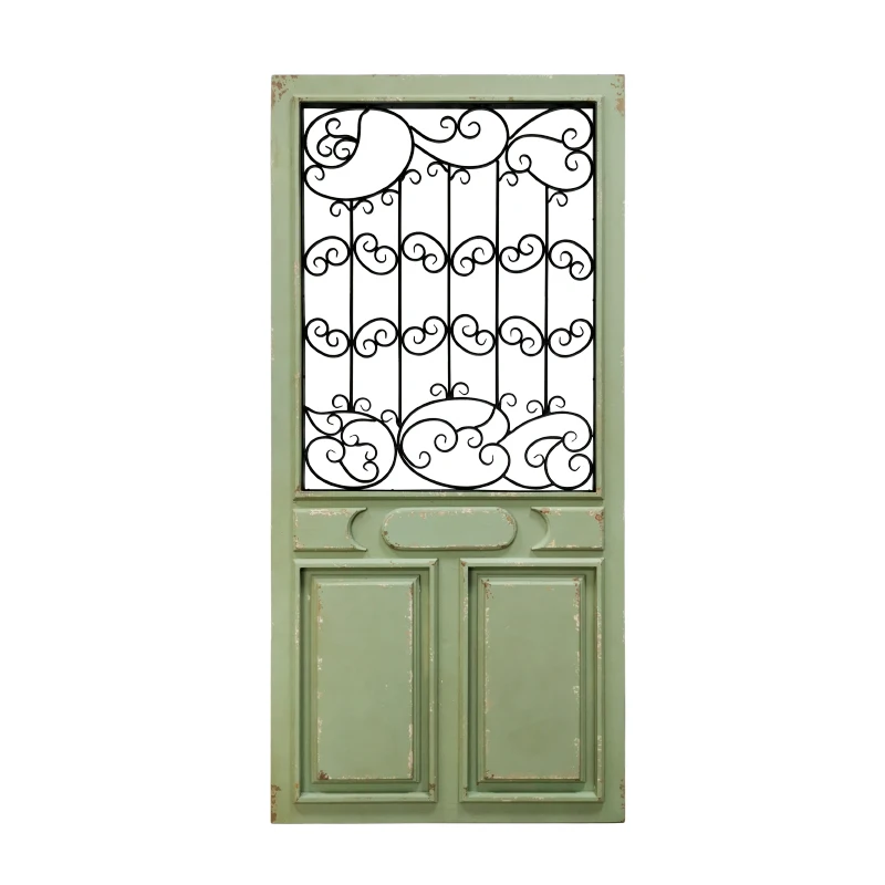 Gardening groceries, terrace balcony decoration ornaments, wrought iron flower windows, old green door panels made of solid wood