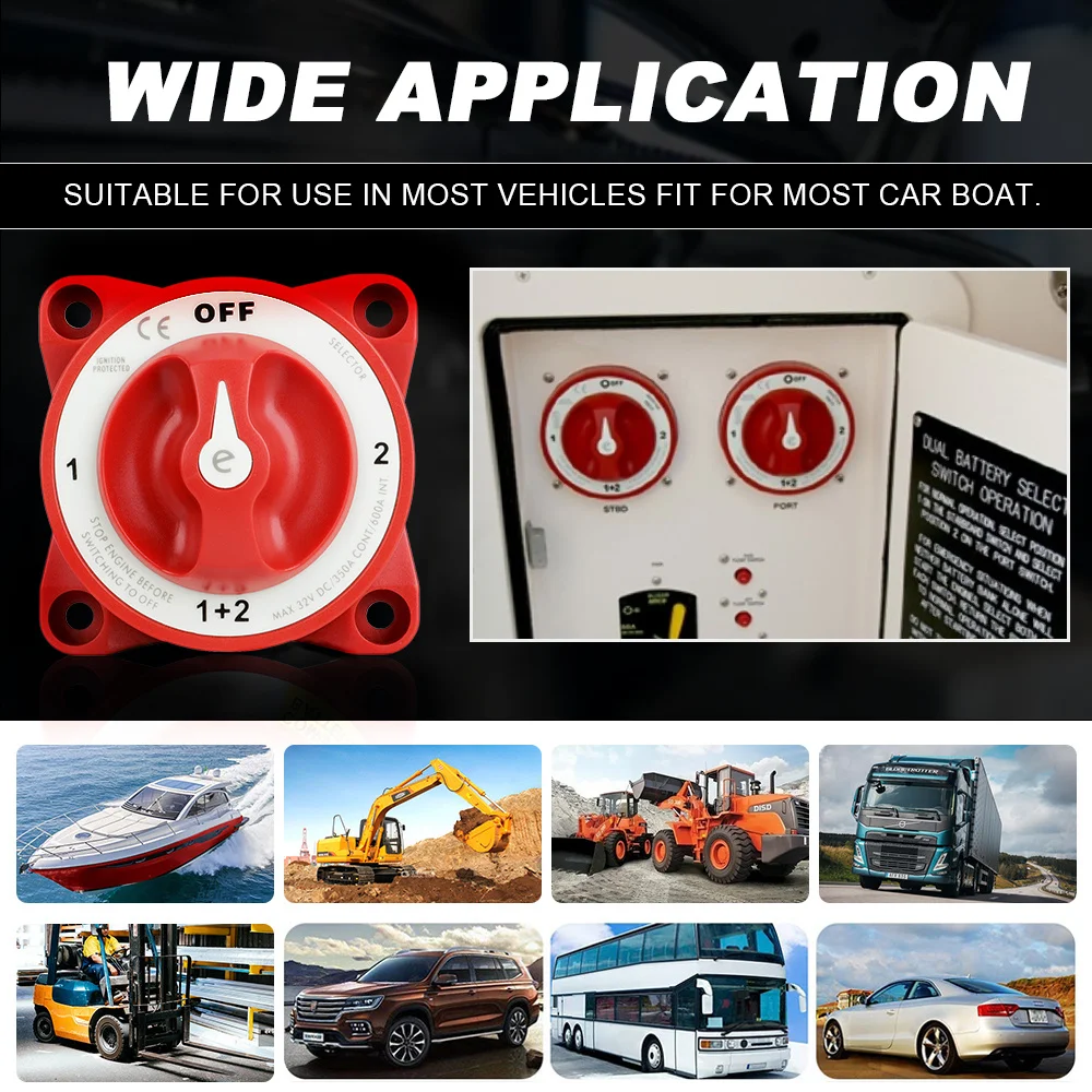 E-Serie M10 4-Positionen 32V 350A Leuchtender 2-12V Batterie-Allgemeinschlüssel-ADF-Trennschalter Drehschalter für Marine, Boot, LKW, Wohnmobil – Detail 4