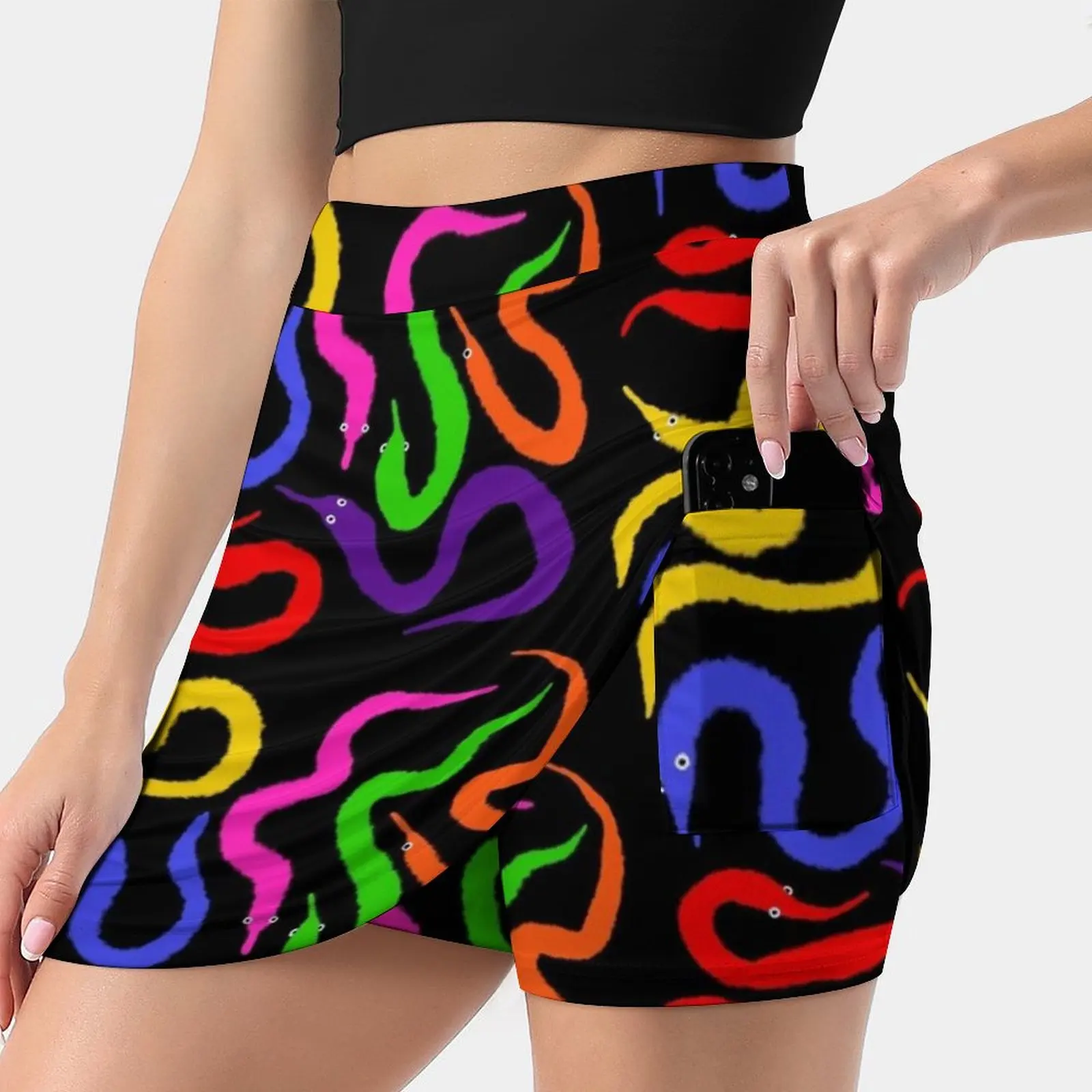 Worm On A String Baby!! Women's skirt With Hide Pocket Tennis Skirt Golf Skirts Badminton Skirts Running skirts Worm On A