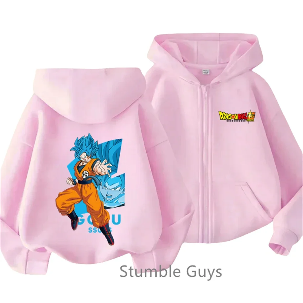 봄과 가을 애니메이션 드래곤 볼 Z 까마귀 아동복 Goku 운동복 만화 긴 지퍼 후드 아동상의