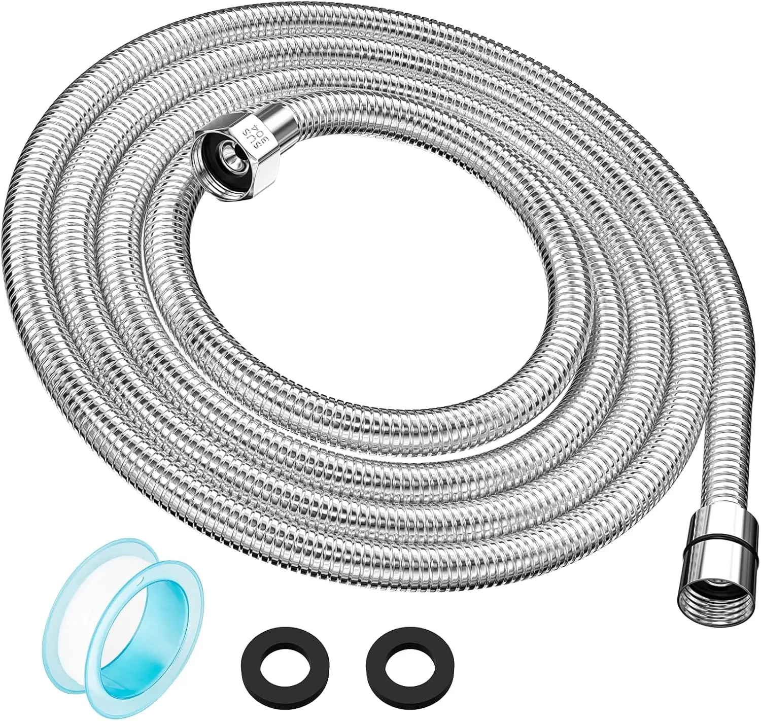 

118" Extra Long 304 Stainless Steel Shower Hose, Flexible & Kink-Free Replacement with G1/2 Universal Connectors for Handheld