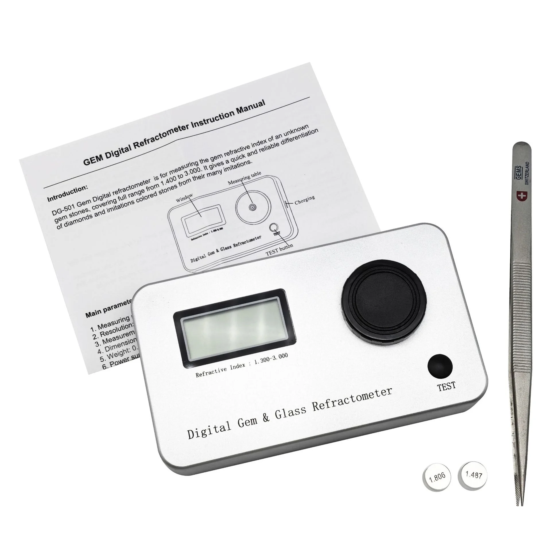 Type-c  Digital Gem Glass Refractometer Portable Refractive Index Measurement Tool forJewelry GemstoneIdentification