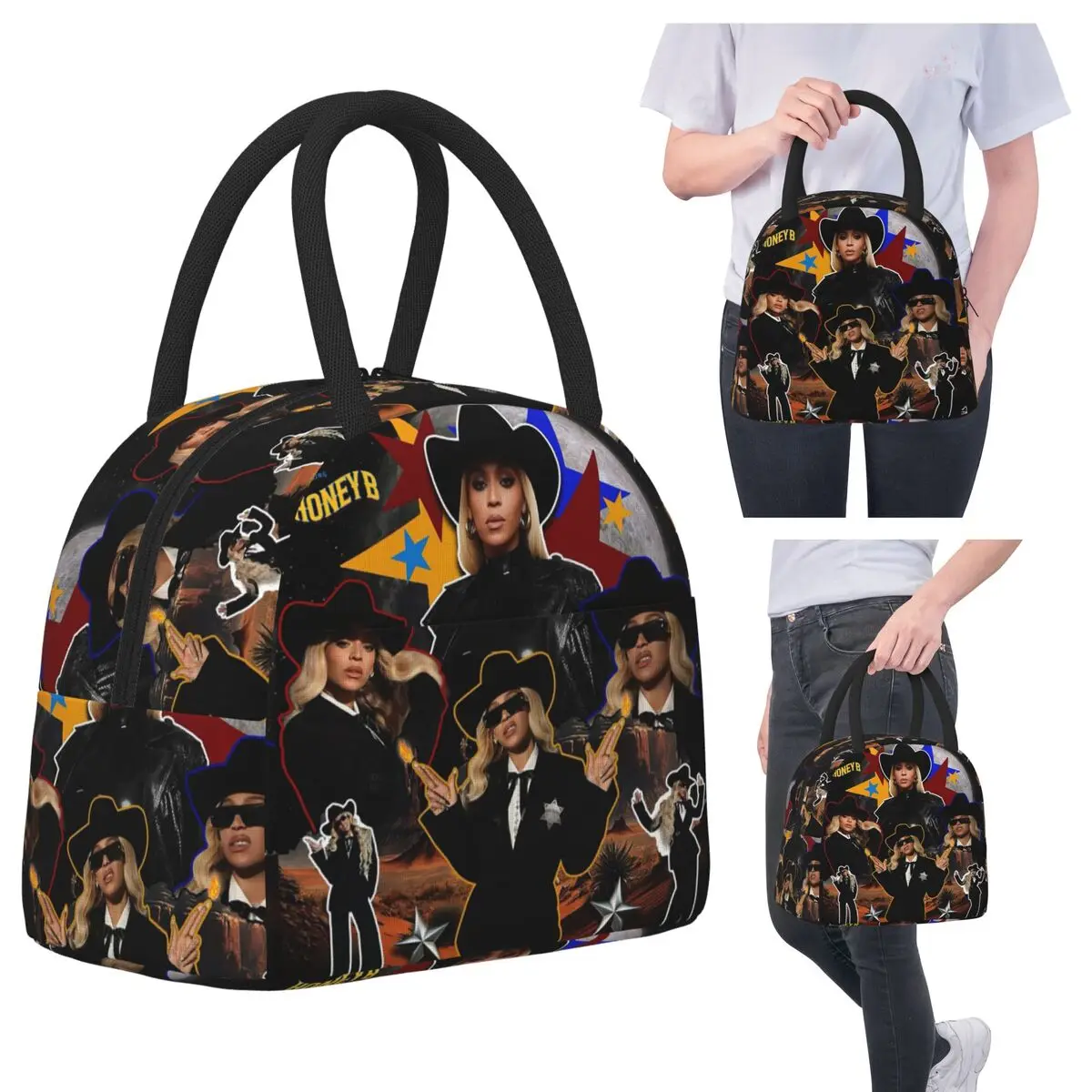 

Cowboy Carter Beyonce New Album Insulated Lunch Bag for Women Office Cooler Thermal Food Box Tote Portable Lunch Boxes Container