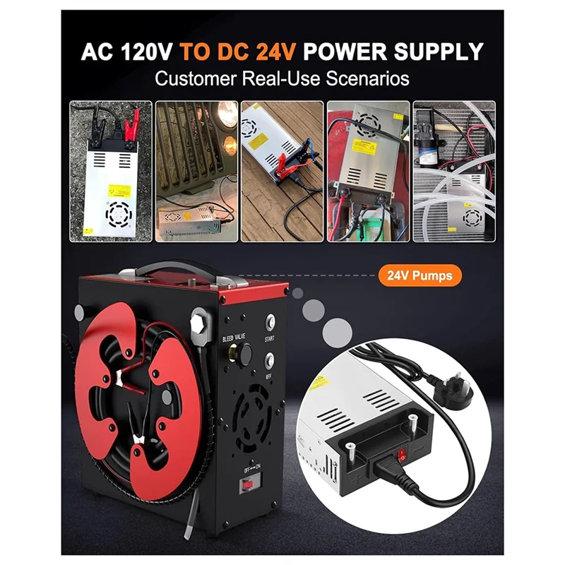【Rushed】Version DC 24V 15A 360W Power Supply,110V AC To DC 24V Converter Switching Power Adapter For LED Light Bar Radio US Plug