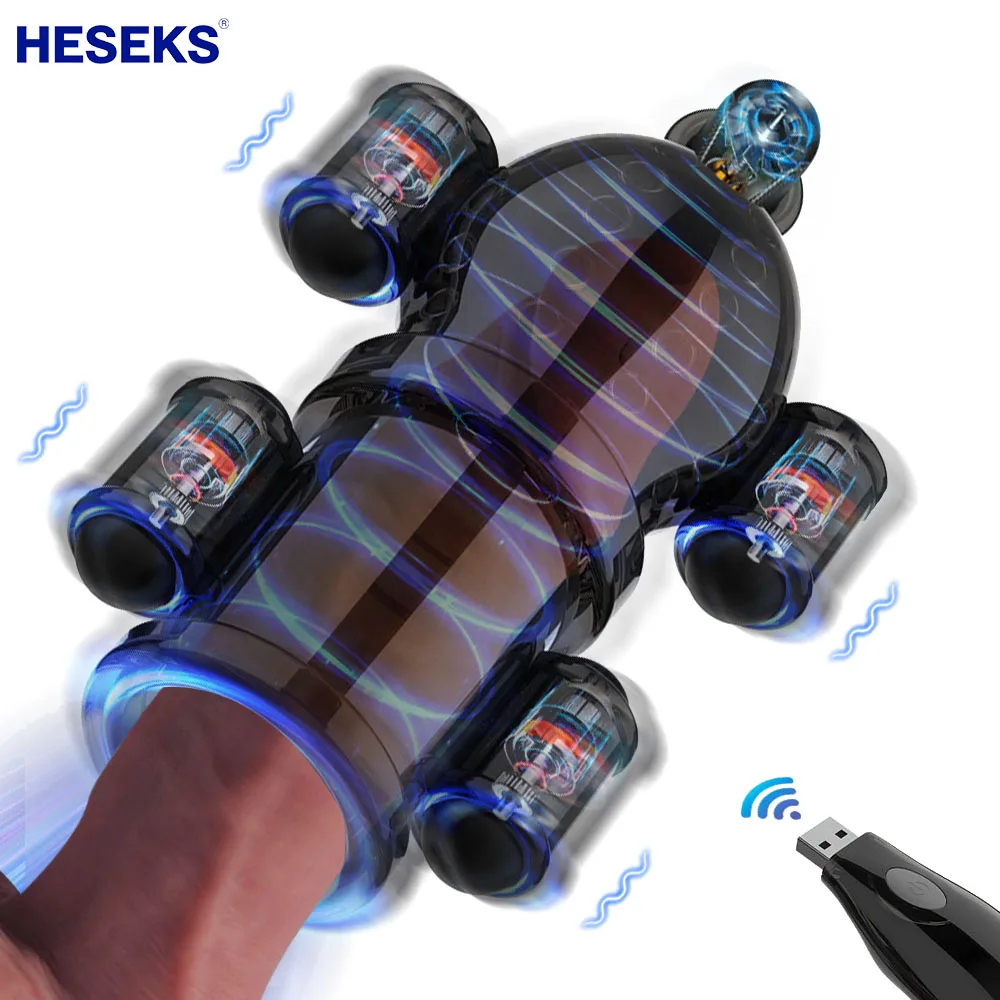 HESEKS Penis Trainer Vibrating Penis Sleeve Ring Enhancement Delayed Ejaculation Vibrator Male Masturbation Sex Toys For Men