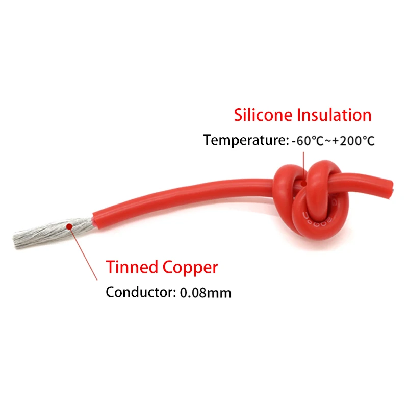 1~50m Super Soft Silicone Electronic Wire Cable 30 28 26 24 22 20 18 16 14 12 11 10 8 AWG Heat-Resistant Insulated Copper Wires