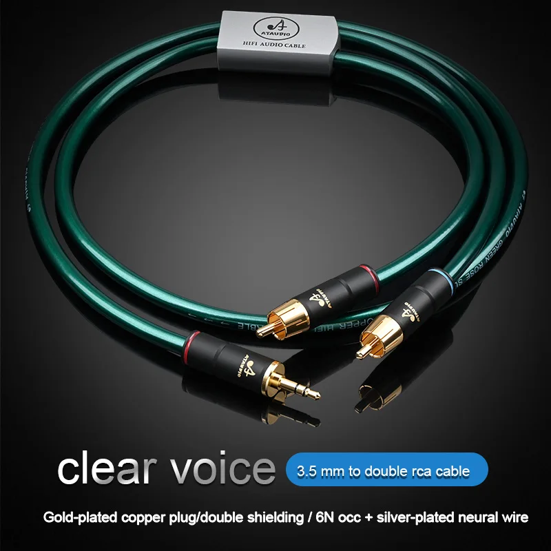 Hifi Stereo 3.5mm to 2RCA Cable High Quality 2RCA to AUX 3.5 Y Splitter Audio Cable For DJ Speaker Turntable Amplifier Car