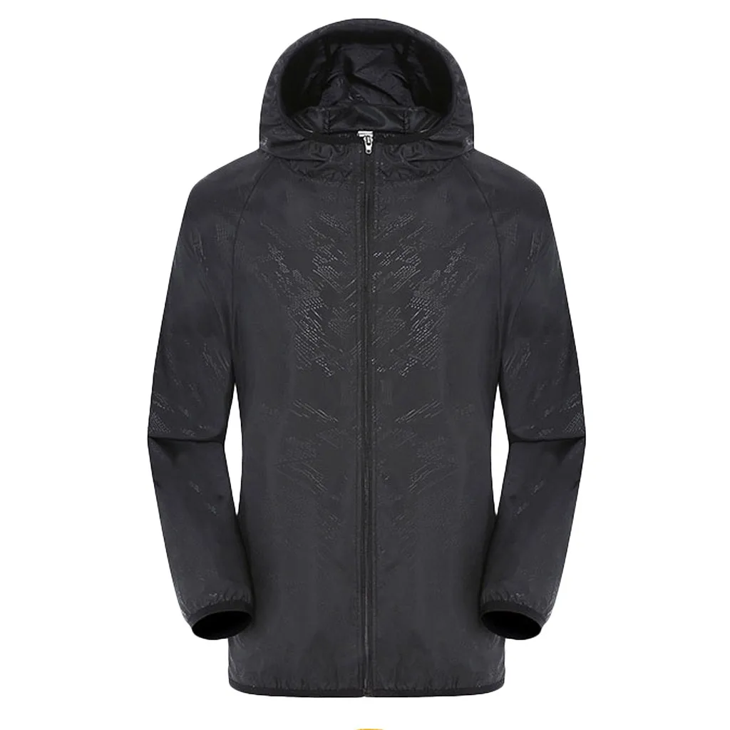 Men Jacket Coat Casual Windbreaker Light Windproof Rainproof Coats Hooded Jackets Outdoor Long Sleeve Riding Sun-Proof Clothing