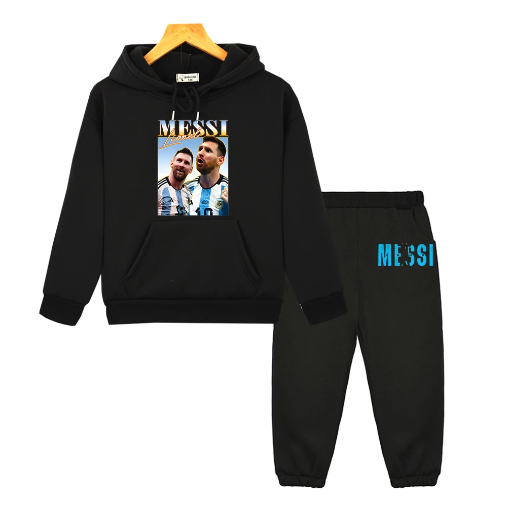 

boys girls Hooded Sets Football messi avatar printed anime hoodie Autumn sweatshirt Jacket Fleece pullover kids boutique clothes