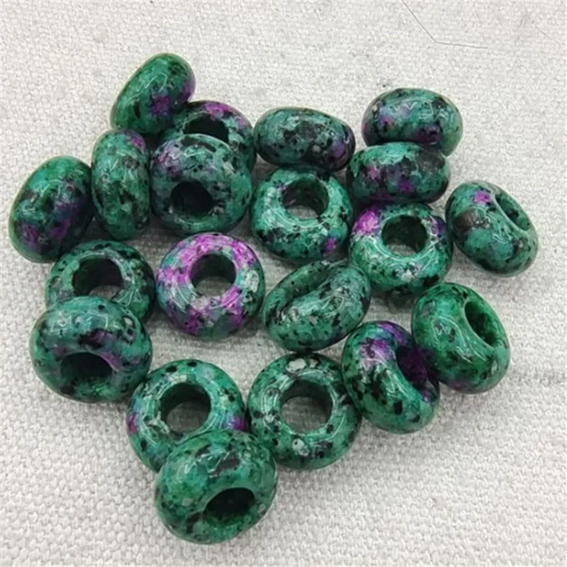 12PCS Spacer Beads Natural Green Jasper Gemstone 8X14MM Big Hole 5.0MM DIY Jewelry Design Accessories Good For Your