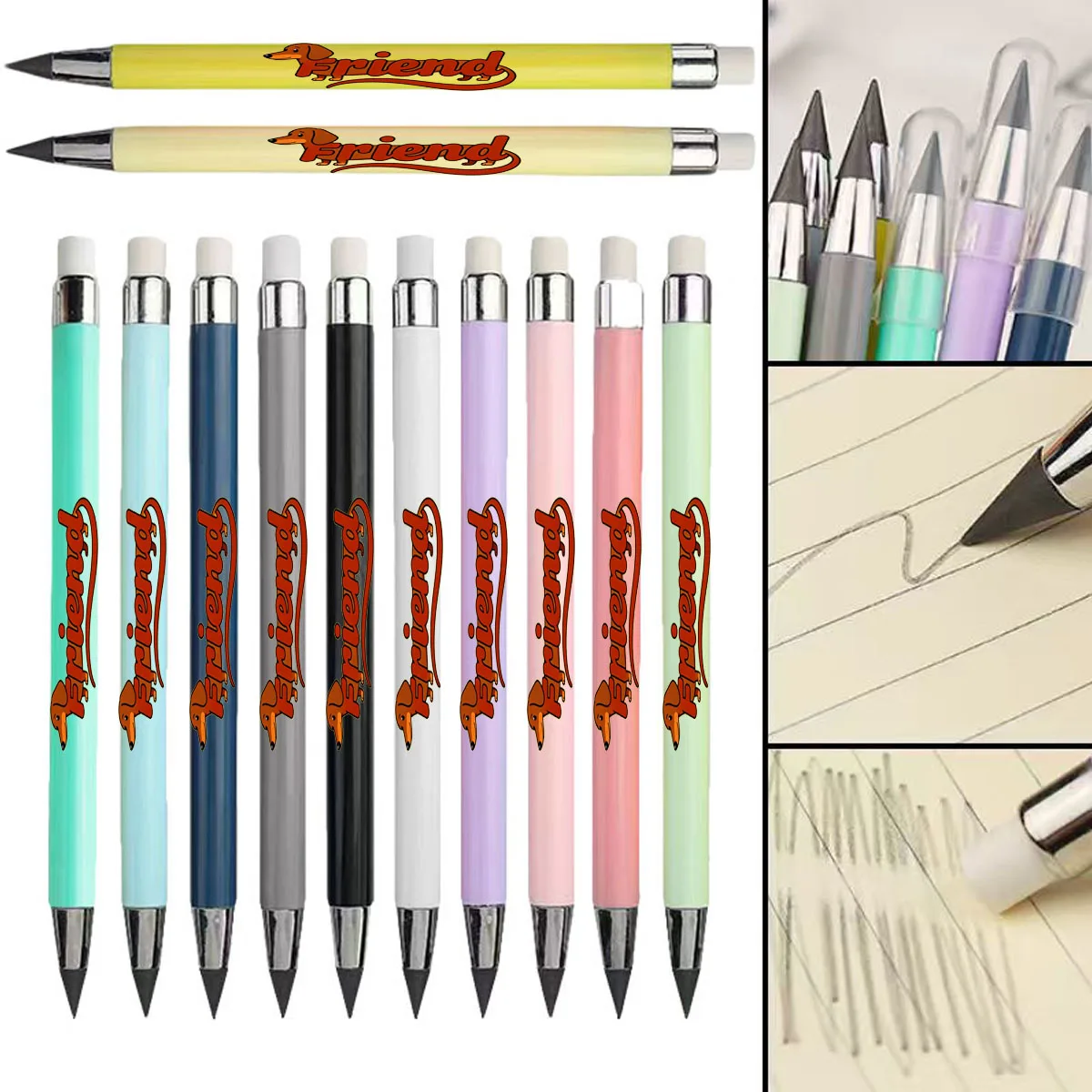 

12pcs dachshund text combination pattern eternal pencil is not easy to break pencil student sketch pencil