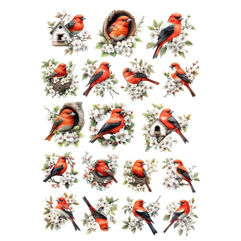 1 Set Cute Watercolor paintings of birds and flowers Stickers Hand Account Diy Album Stationery  Planner Journaling scrapbooking