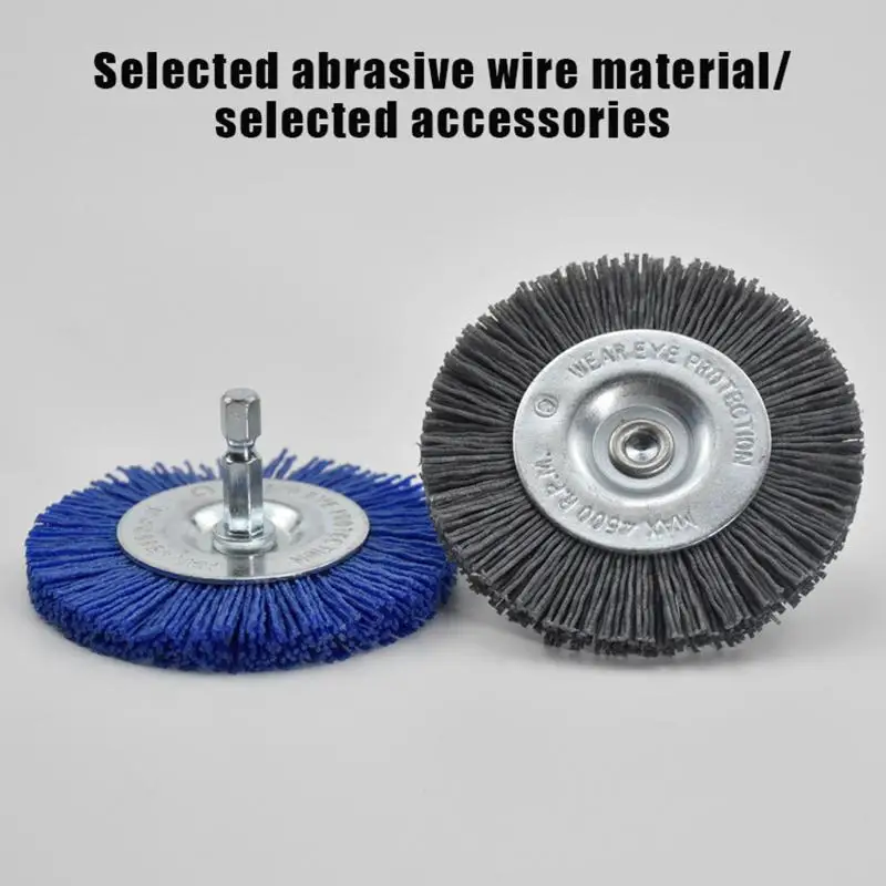 For Drill Rotary Tool Remove Rust/Corrosion/Paint Nylon Abrasive Brush Grit 80/120/180/240 Flat Abrasive Wheel Brush 1/4