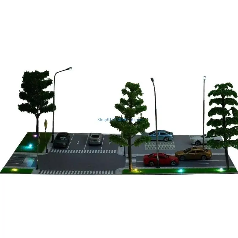 

H05E LED Lighting Car Parking Lot Scenery Model Toy Dioramas City Road Scene Model Kits 1:87 Sand Table Scene Building Model